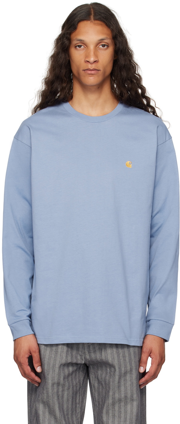 Carhartt Work In Progress Blue Chase Long Sleeve T Shirt Carhartt WIP