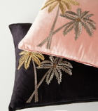 Les-Ottomans Palms embroidered velvet cushion