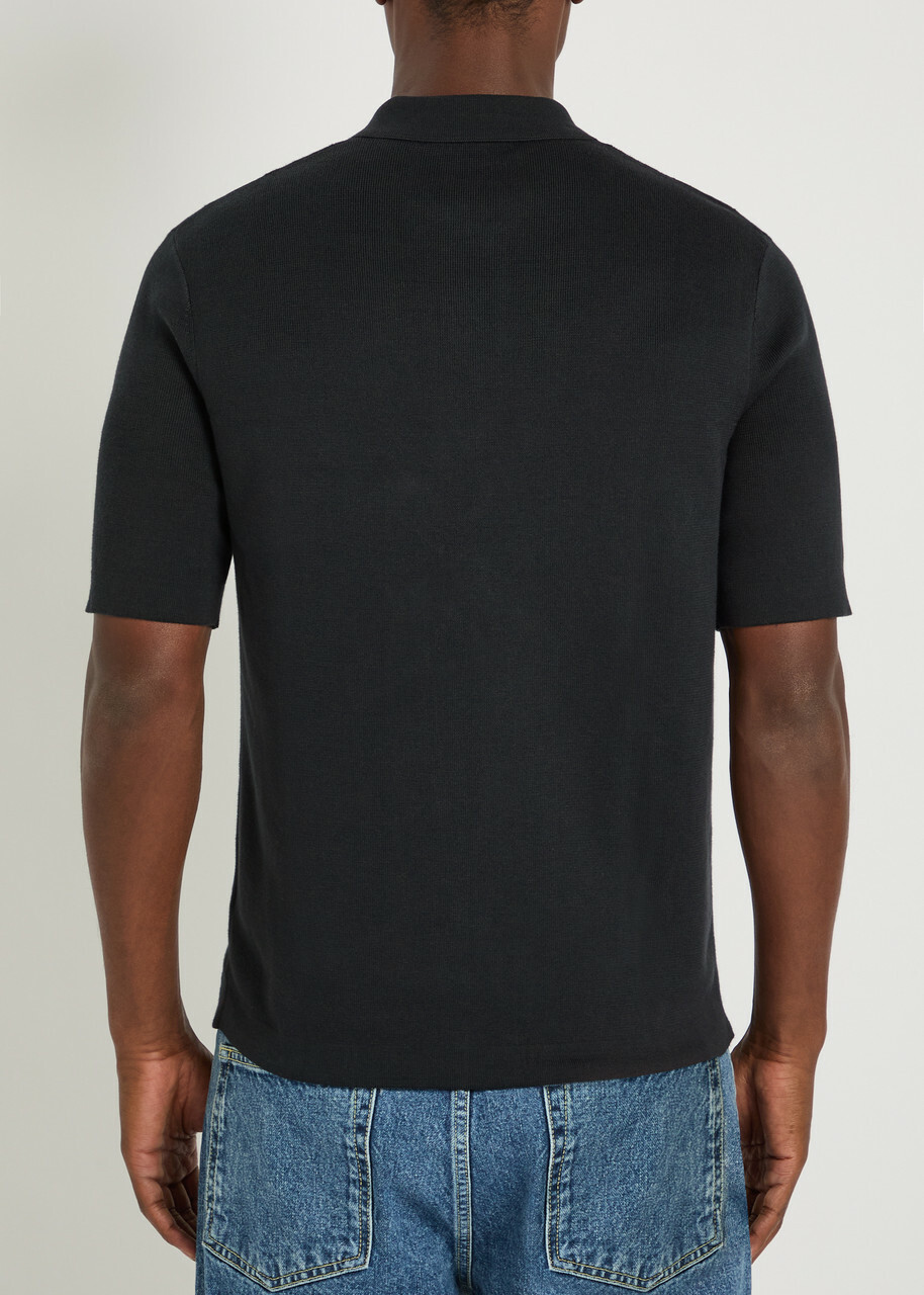 Fred Perry Logo-embroidered Fine-knit Cotton Shirt Navy
