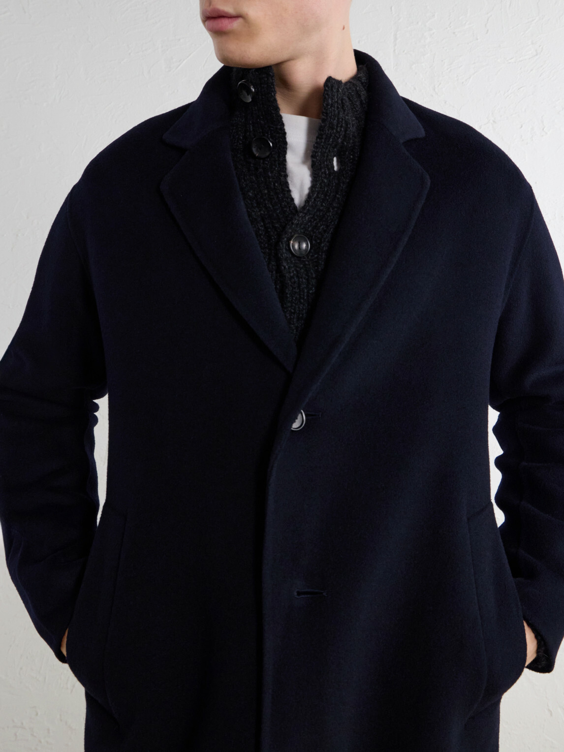 NN07 - Kendrick 8447 Brushed Woven Wool-Blend Coat - Blue