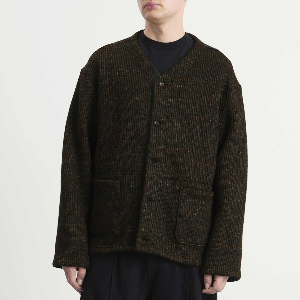 Engineered Garments Men's Nep Knit Cardigan in Brown Engineered