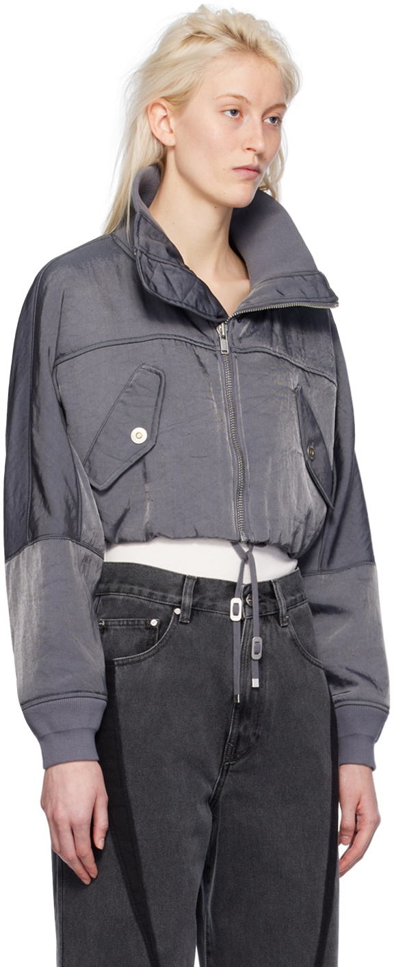 ジャケット・アウター Dion Lee jacket Dion Lee Gray Crop Bomber Jacket Dion Lee