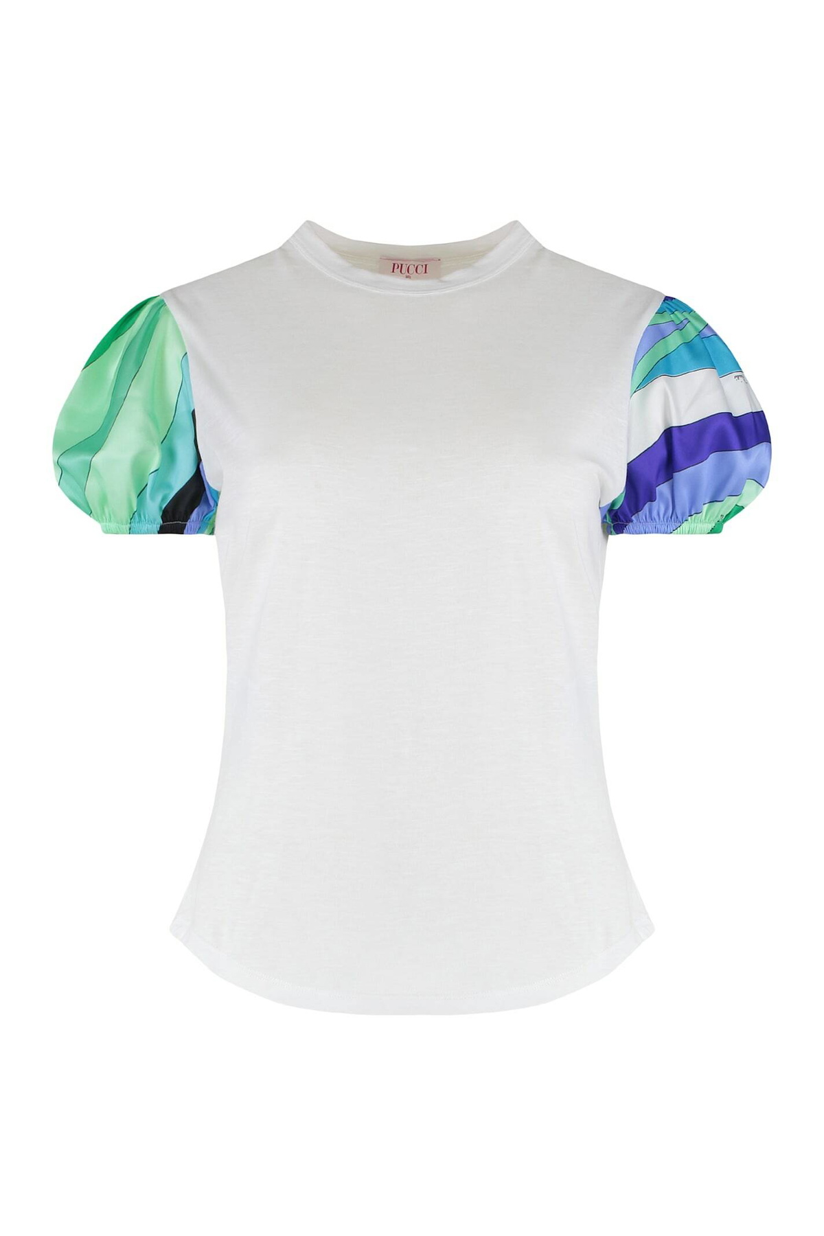 PUCCI プッチ Tシャツ Iride satin-trimmed cotton top1034891 PUCCI プッチ Tシャツ Iride satin-trimmed cotton top1034891