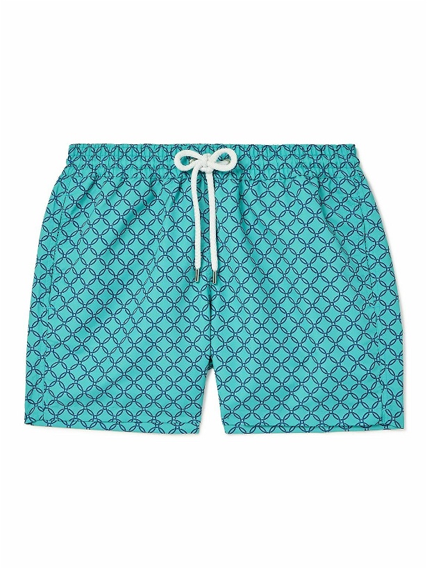 Photo: Frescobol Carioca - Straight-Leg Mid-Length Printed Swim Shorts - Blue