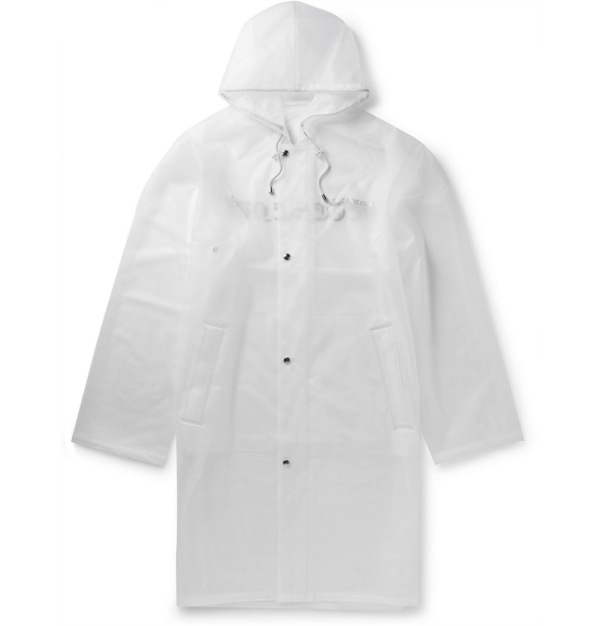 Photo: Vetements - Logo-Print Rubber Raincoat - Neutrals