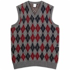 Pop Trading Company Men's Burlington Knitted Vest in Charcoal/Multi