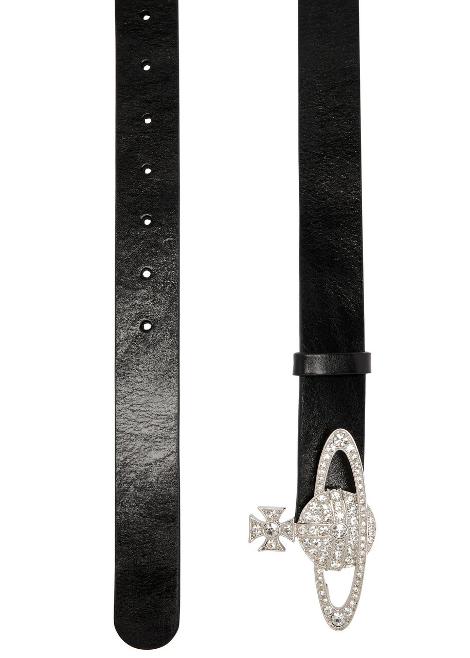 Vivienne Westwood Bas Relief Orb-embellished Leather Belt Black