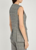 Veronica Beard Lois Checked Linen-blend Vest Black
