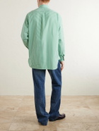 Drake's - Button-Down Collar Striped Cotton-Poplin Shirt - Green