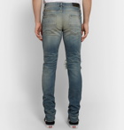 AMIRI - MX1 Skinny-Fit Camouflage Print-Panelled Distressed Stretch-Denim Jeans - Blue
