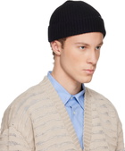 MM6 Maison Margiela Black Ribbed Wool Beanie