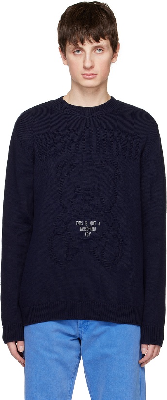 Photo: Moschino Navy 'This Is Not A Moschino Toy' Sweater