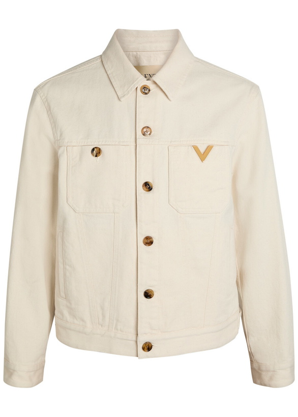 Photo: Valentino Garavani Giubbino Genio Logo Denim Jacket White