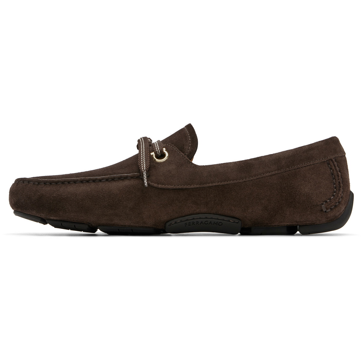 Ferragamo Brown Laced Driver Loafers