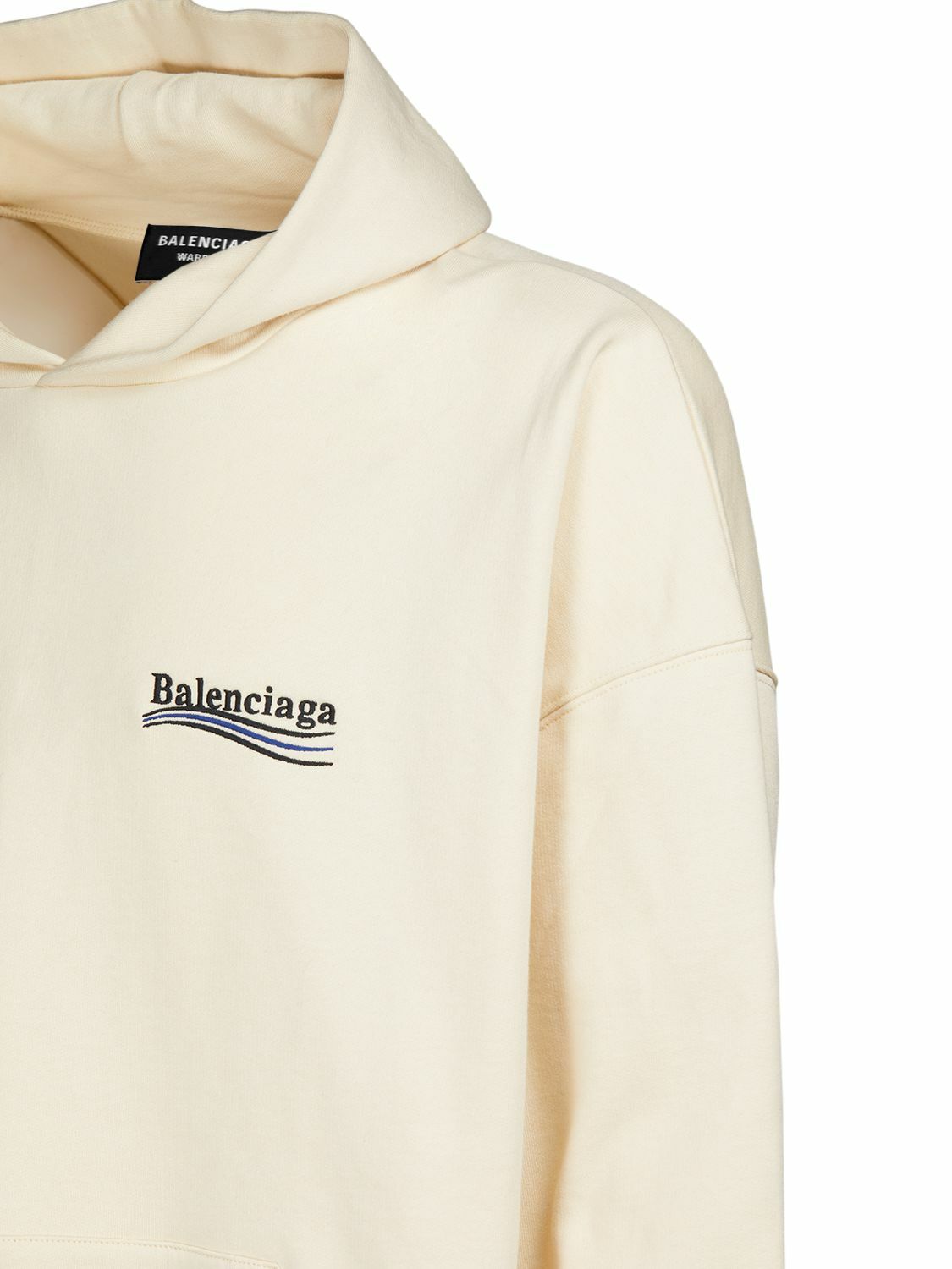 BALENCIAGA - Logo Embroidery Cotton Hoodie Balenciaga