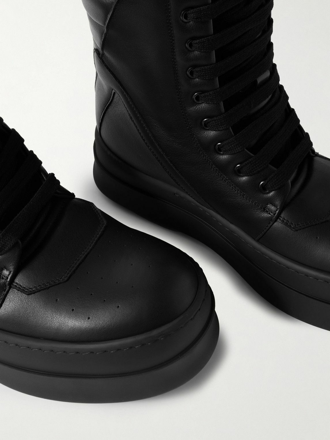 Rick Owens - Mega Geobasket Leather High-Top Sneakers - Black