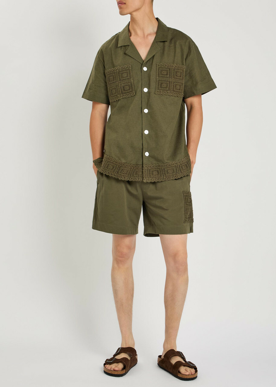 Che Inigo Crochet and Jersey Shorts Dark Green