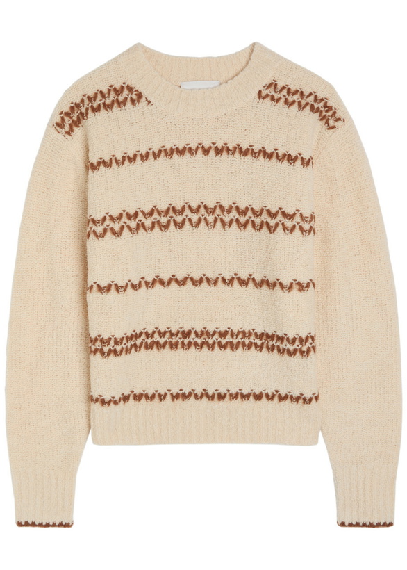 Photo: Isabel Marant étoile Roxane Embroidered Wool-blend Jumper Ecru
