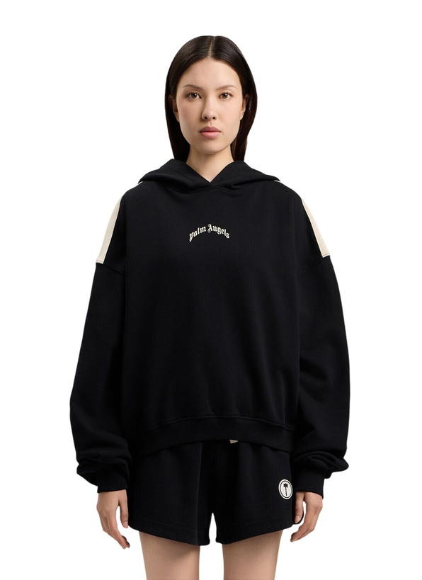 Photo: Palm Angels Curved Logo Loose Crop Hoodie