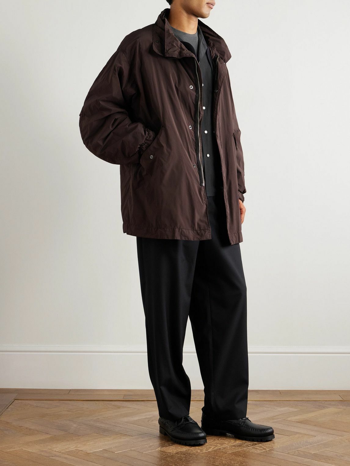 ATON - Garment-Dyed Shell Jacket - Brown