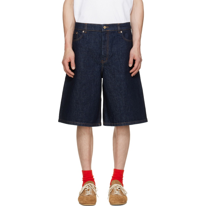 Photo: Casablanca Blue Wide-Leg Denim Shorts