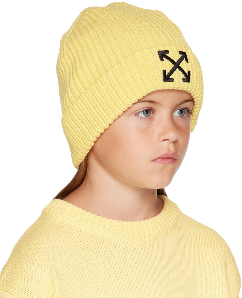 Logo Cotton Beanie in Yellow - Off White Kids