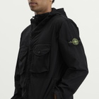 Stone Island Men's Organic Cotton Twill Hooded Jacket in Black