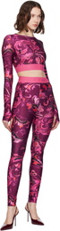 Versace Jeans Couture Pink & Purple Lycra Barocco Leggings