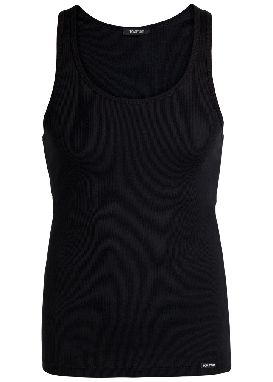 Tom Ford Ribbed Logo Jersey Tank Black