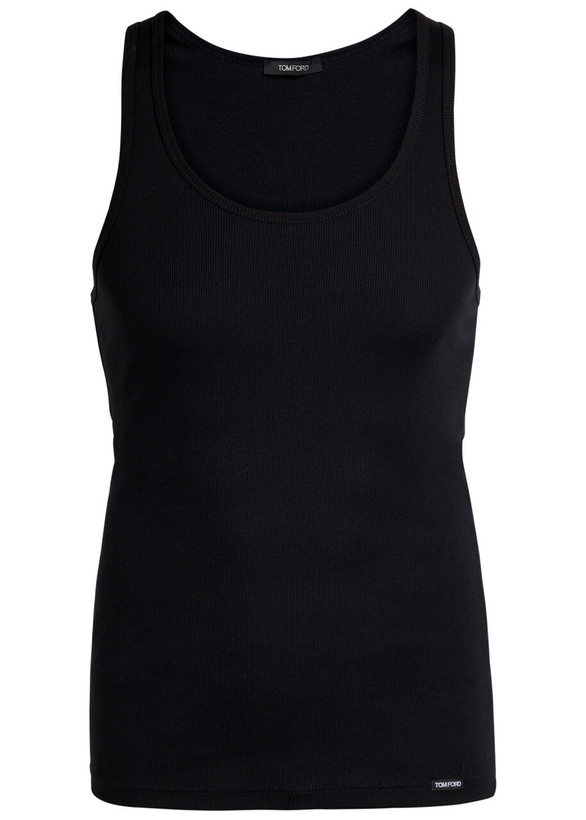 Photo: Tom Ford Ribbed Logo Jersey Tank Black
