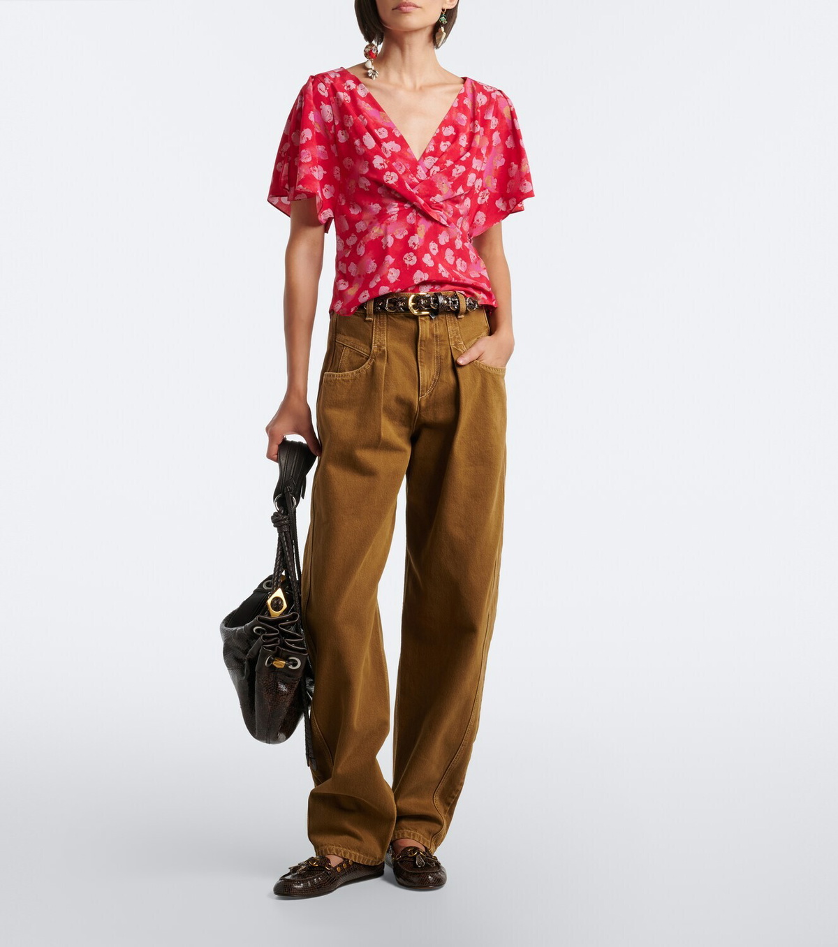 Isabel Marant Faxel snake-effect studded leather loafers