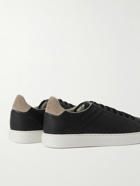 Brunello Cucinelli - Suede-Trimmed Full-Grain Leather Sneakers - Black