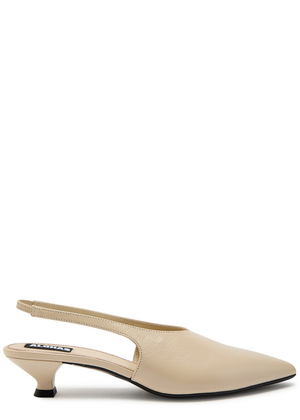 Photo: Alohas Eros 45 Glossed Leather Slingback Pumps Cream