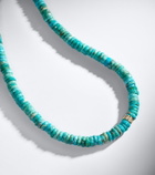 Sydney Evan 14kt gold beaded necklace with turquoise and diamonds
