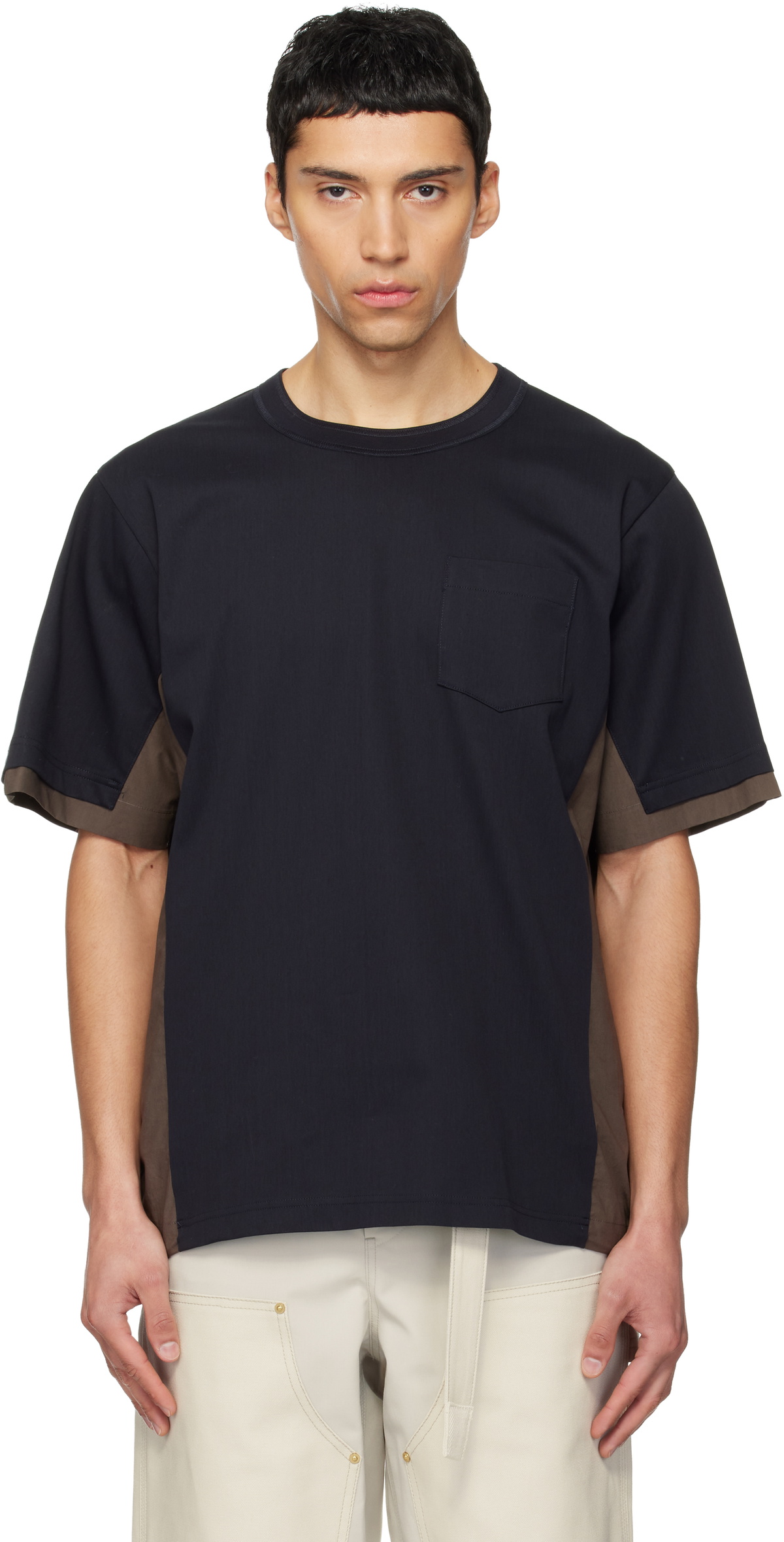 sacai Black Cotton Jersey T-shirt Sacai