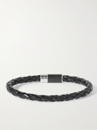 TATEOSSIAN - Woven Leather, Silver-Tone and Carbon Fibre Bracelet - Black