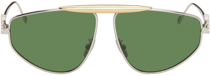 Photo: LOEWE Silver & Green Aviator Sunglasses