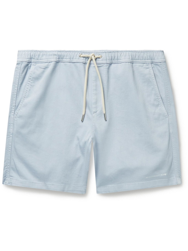 Photo: NN07 - Gregor Stretch-Cotton Twill Drawstring Shorts - Blue