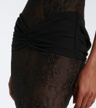 De La Vali Omero ruched lace maxi dress
