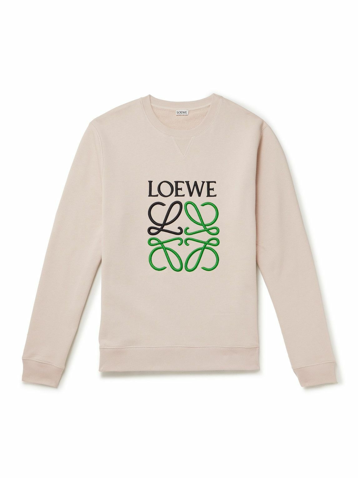 Photo: LOEWE - Logo-Embroidered Cotton-Jersey Sweatshirt - Neutrals