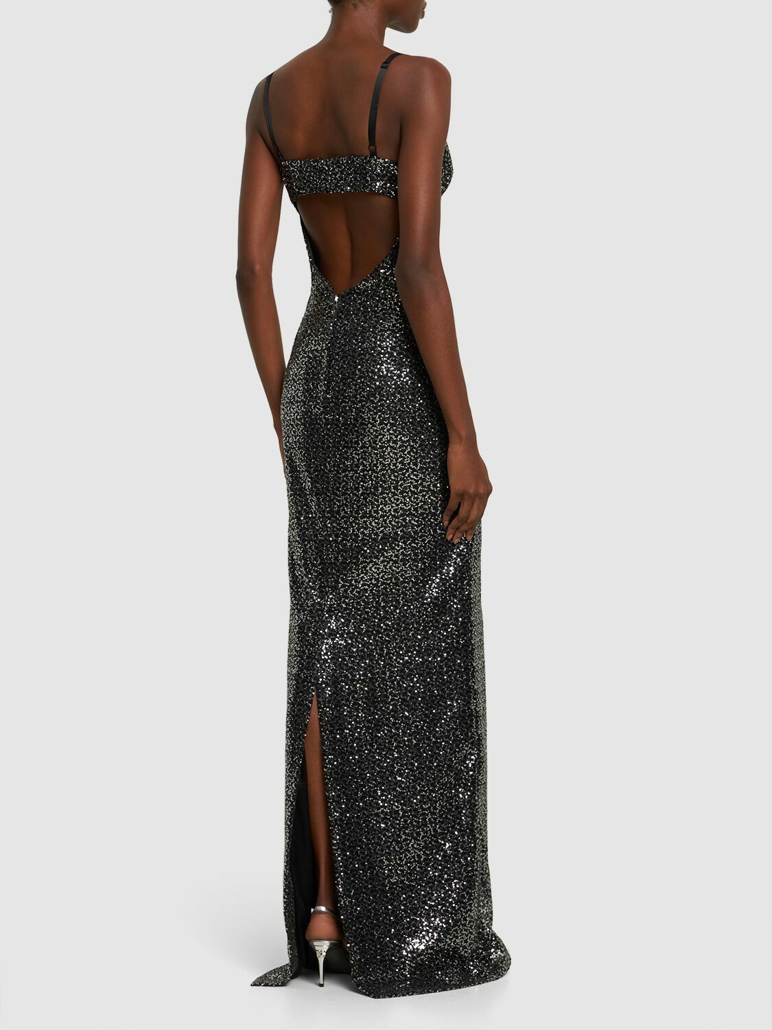 DOLCE & GABBANA - Sequined Heart Neck Long Dress Dolce & Gabbana