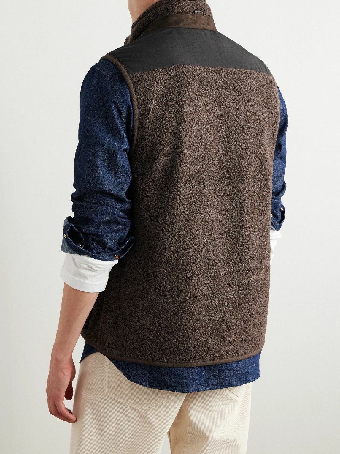 Purdey - Shell-Trimmed Bouclé Gilet - Brown