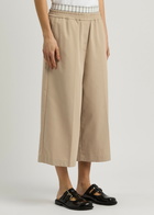 Loewe Cropped Wide-leg Cotton Trousers Beige