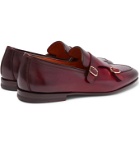 Santoni - Burnished-Leather Monk-Strap Shoes - Burgundy