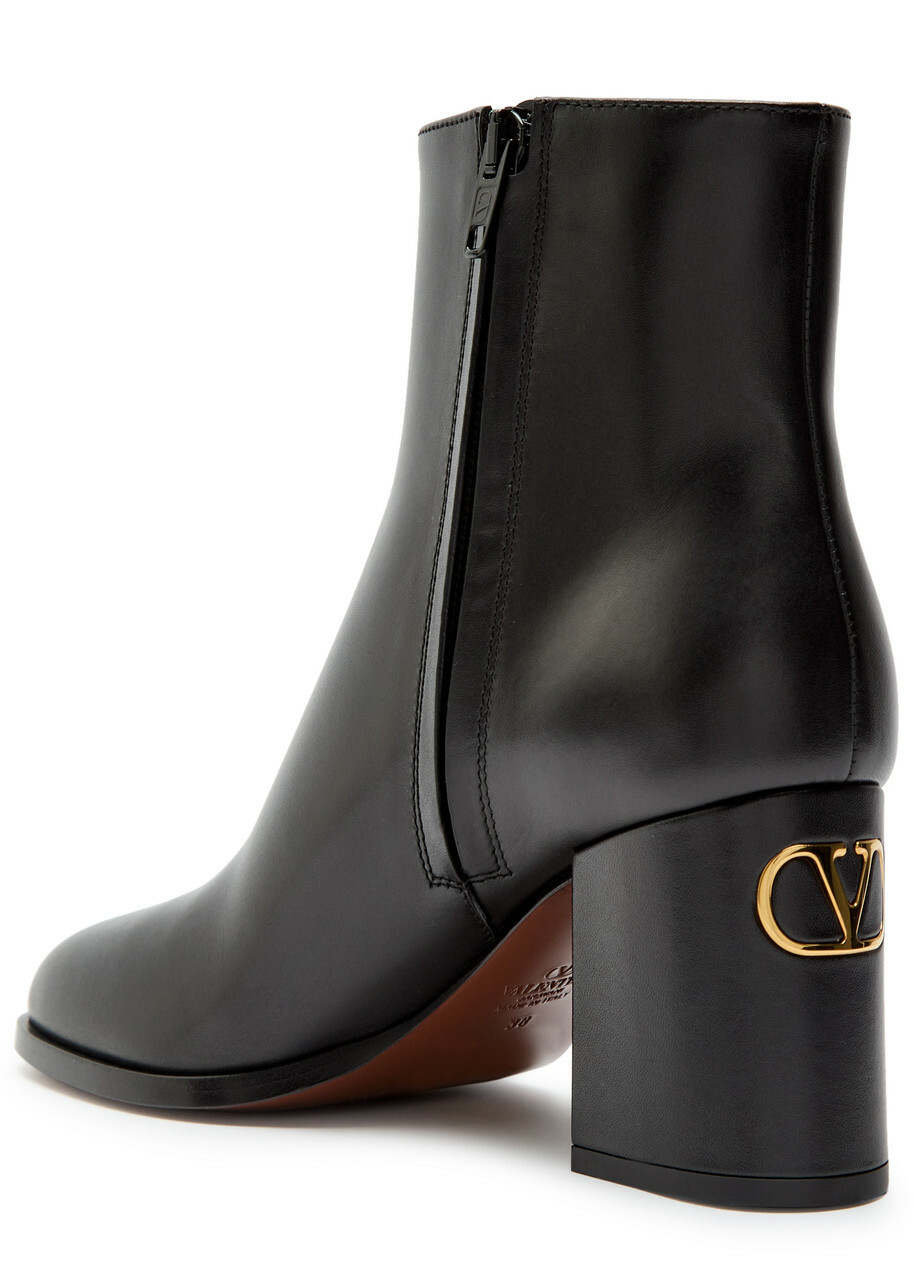 Valentino Garavani Fawcette Vlogo Leather Ankle Boots Black
