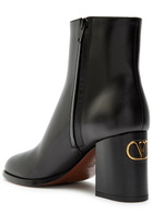 Valentino Garavani Fawcette Vlogo Leather Ankle Boots Black