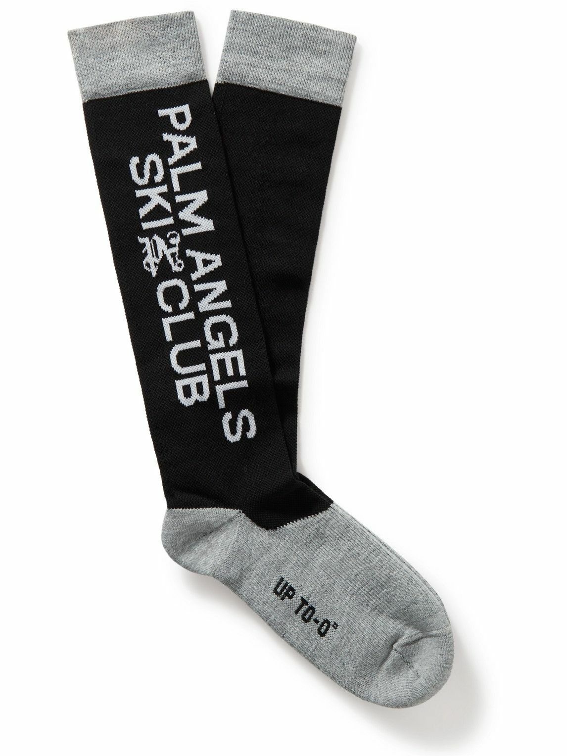 Photo: Palm Angels - Logo-Jacquard Stretch-Knit Ski Socks - Gray