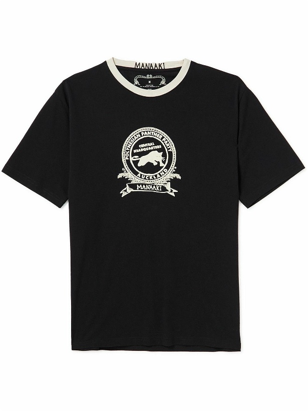 Photo: MANAAKI - Logo-Print Cotton-Jersey T-Shirt - Black