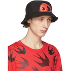 McQ Alexander McQueen Black and Red Chester Bucket Hat