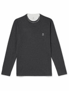 Brunello Cucinelli - Logo-Embroidered Cotton-Jersey T-Shirt - Gray